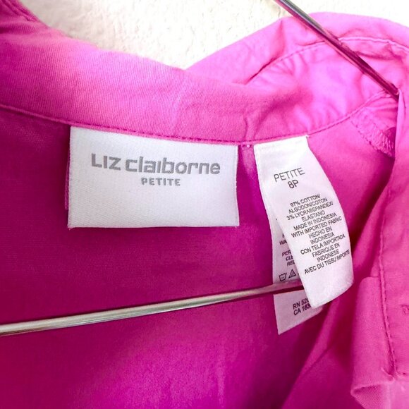 Liz Claiborne Petites Pink Button Shirt Women's Medium - Picture 3 of 4